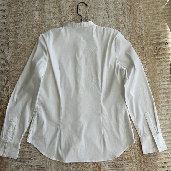 Ann Taylor White Blouse/Shirt/Top Mandarin Collar Sequins Long Sleeves Size 6 - Picture 10 of 11